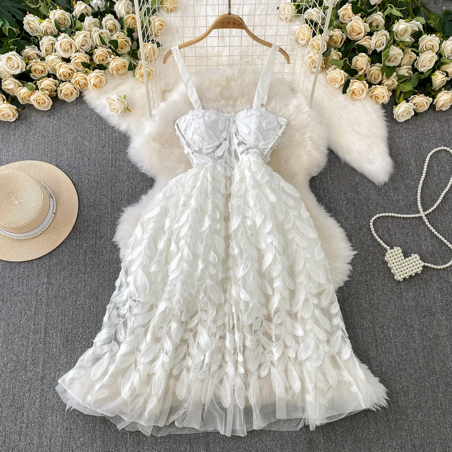 

Padded Chest Female Fairy Sweet Long Dress Festival Party Birthday Dinner Banquets Dresses Lady Elegant Sling Big Swing Dresses