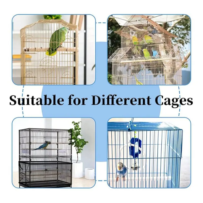 B97A-Adjustable Nylon Mesh Net Large Bird Cage Cover, Birdcage Cover Skirt, Bird Cage Seeds Catcher, Seeds Guard For Parrot view 5
