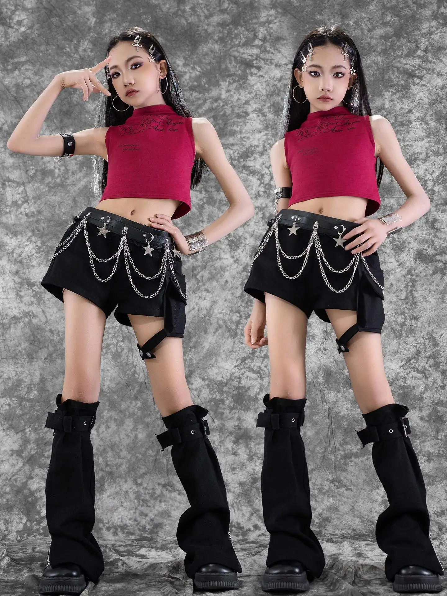 Vêtements de danse Jazz pour filles, haut nombril Kpop, short noir, Costume de danse Hip Hop de pom-pom girl, tenue de spectacle Catwalk BL16615, 2025