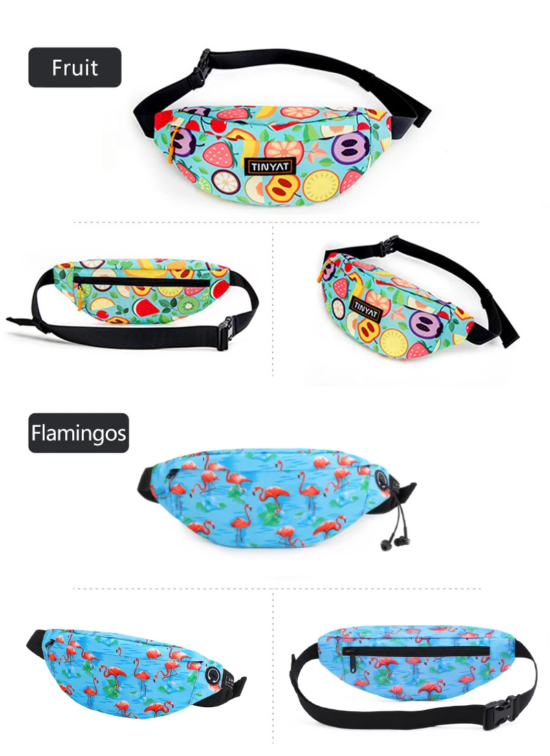 Tinyat einfacher Druck wasserdichte Taille Pack große Kapazität Flamin Multi-Fach Gym Packs Laufen Wandern Outdoor-Sport verwenden – Detail 6
