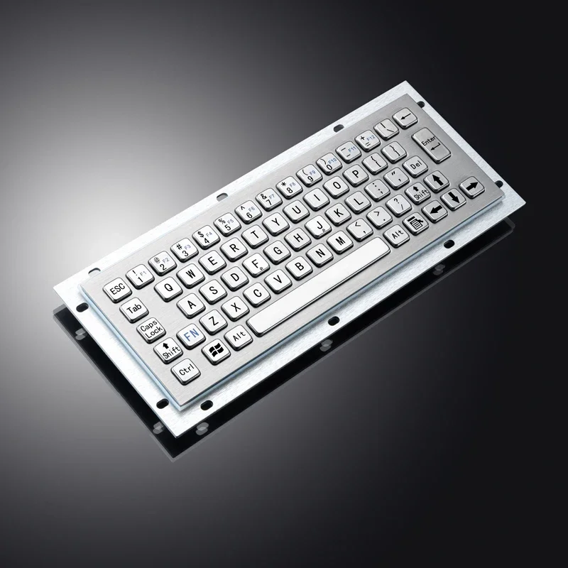 Compact 65 Keys IP65 Waterproof Rugged Stainless Steel Industrial Keyboard For Self Service Kiosk