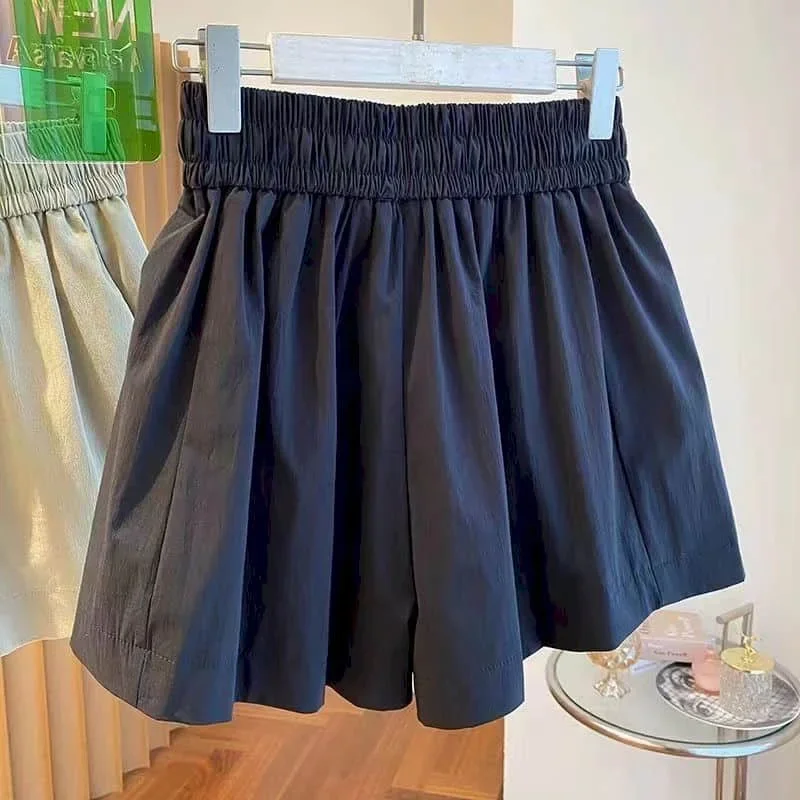กางเกงขาสั้นทรงเอสปอร์ตสําหรับผู้หญิงฤดูร้อนขายสไตล์เกาหลีวินเทจกางเกงลําลองร่มชูชีพเอวยางยืดกางเกงขายาวเสื้อผ้าผู้หญิง