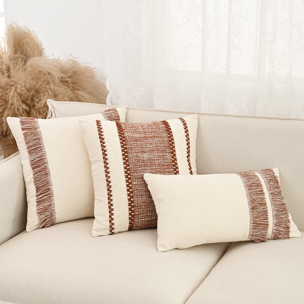 BUYNOW 1PC Multicolored Cotton Thread Lace Pillowcases Without Pillow Cores Retro Country Living Room Sofa Bedroom Decoration