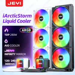 JEYI Liquid Cooler 120/240/360, ARGB CPU AIO Water Cooler, Water Cooling PC, Support Intel & AMD, Efficient PWM-Controlled Pump