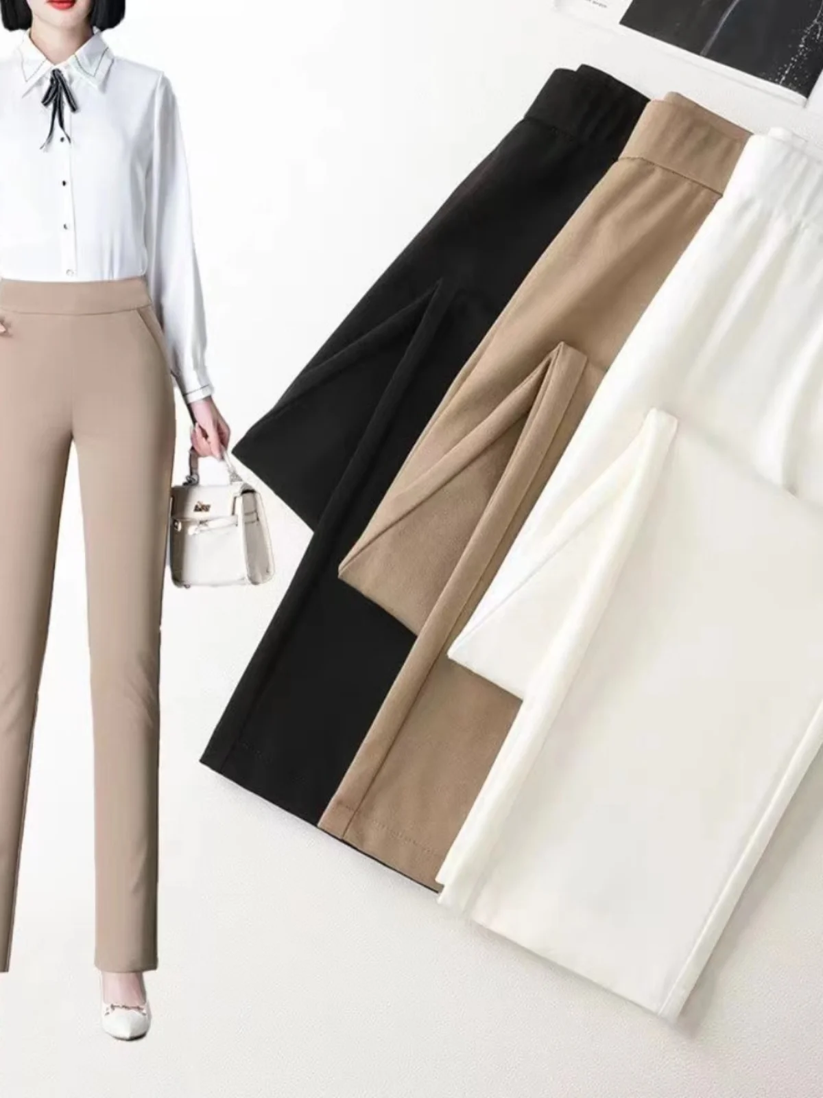 Leggings de tendencia para mujer con rayas efecto acampanado sastrería trasero elegante aspecto Push Up ropa de gimnasio pantalones blancos pantalones de Fitness