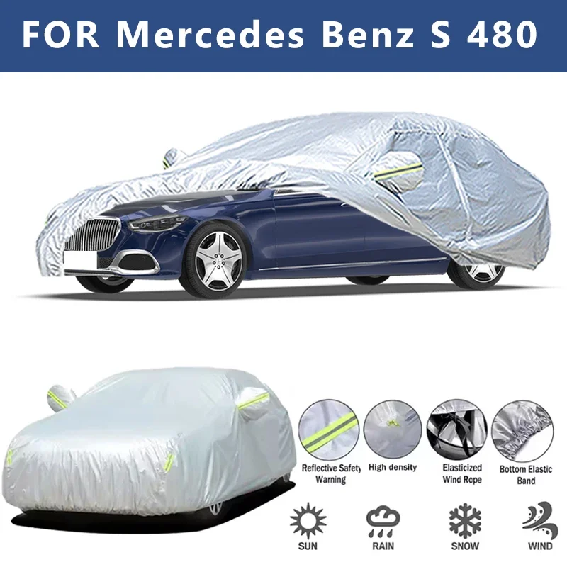 

For Mercedes Benz S 480 4MATIC W223 Car Cover Outdoor Protection Covers Snow Sunshade Waterproof Dustproof Car Accessories