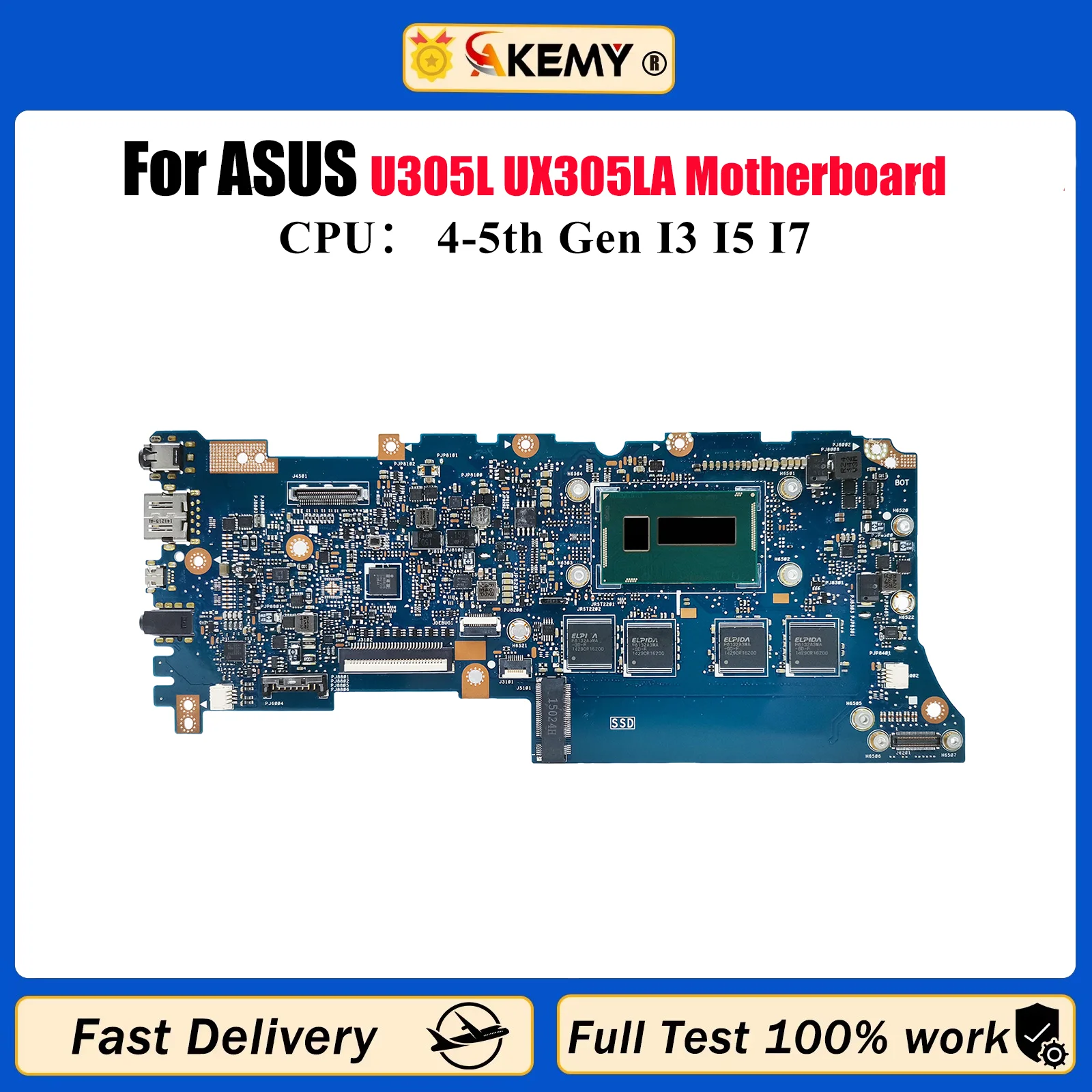 

UX305LA Материнская плата для ноутбука ASUS ZenBook UX305L U305L UX305LA Материнская плата для ноутбука с процессором I3 I5 I7 100% тестирование ОК быстрая доставка