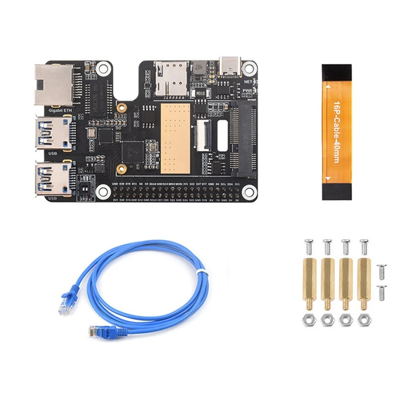 For Raspberry Pi 5 Pcle To Minipcle Gbe USB3.2 HAT+ Gigabit Ethernet Supports Minipcie Interface 4G Module