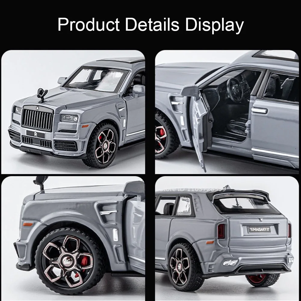 Schaal 1:36 Rolls-royce Cullinan M3 Model Speelgoedauto's Legering Diecast Geluid Licht Deuren Geopend Pull Back Mini Voertuig Ornament Modellen