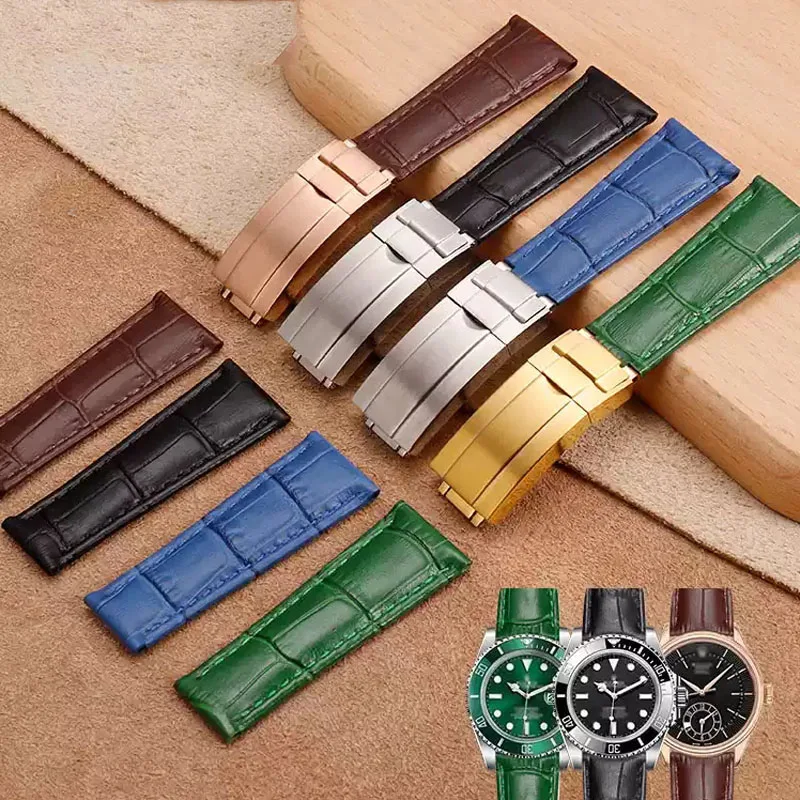 Special Interface Sweatproof Watch Strap for Rolex Submariner Yacht-Master Datejust Premium Cowhide 20mm Breathable