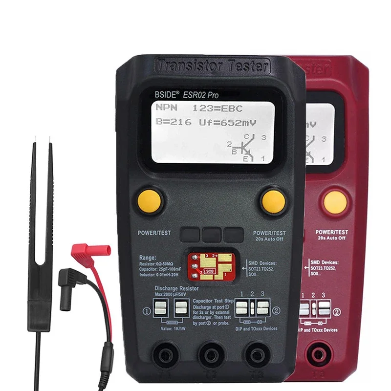 OEM komponenty dioda trioda rezystor pojemnościowy BSIDE ESR02PRO cyfrowy Tester próbnik elektroniczny SMD MOSFET NPN Triac detektor