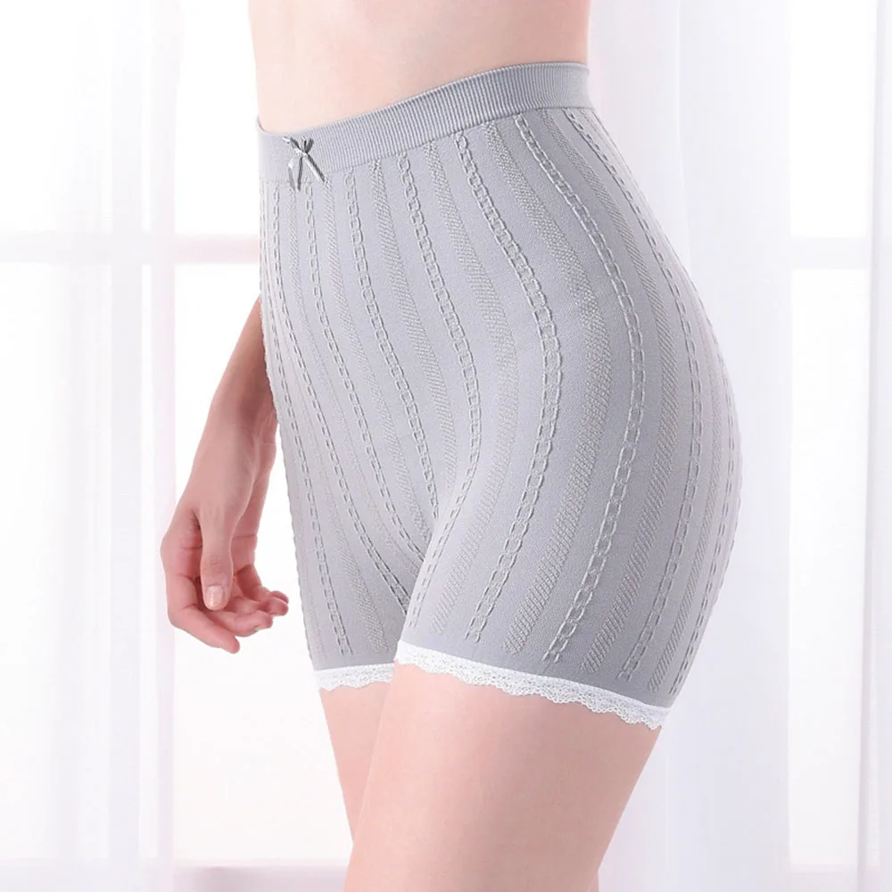 Pantalones cortos elásticos de seguridad para mujer, ropa interior de cintura alta debajo de la falda, bragas de encaje sin costuras, Bóxer transpirable para ciclismo, 2024