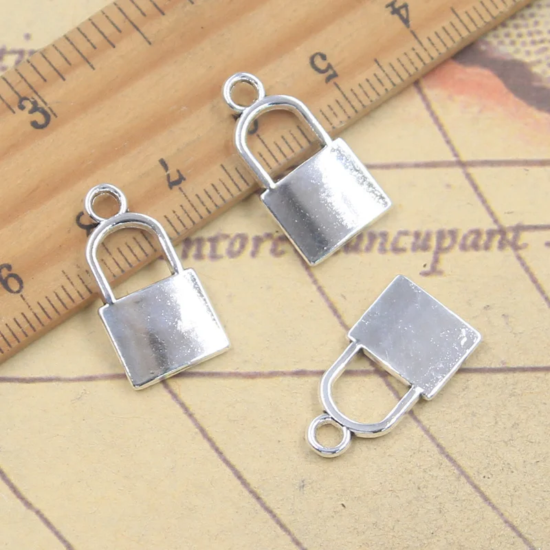 20pcs Charms Smooth Lock 21x11mm Antique Silver Color Pendants Making DIY Handmade Tibetan Finding Jewelry