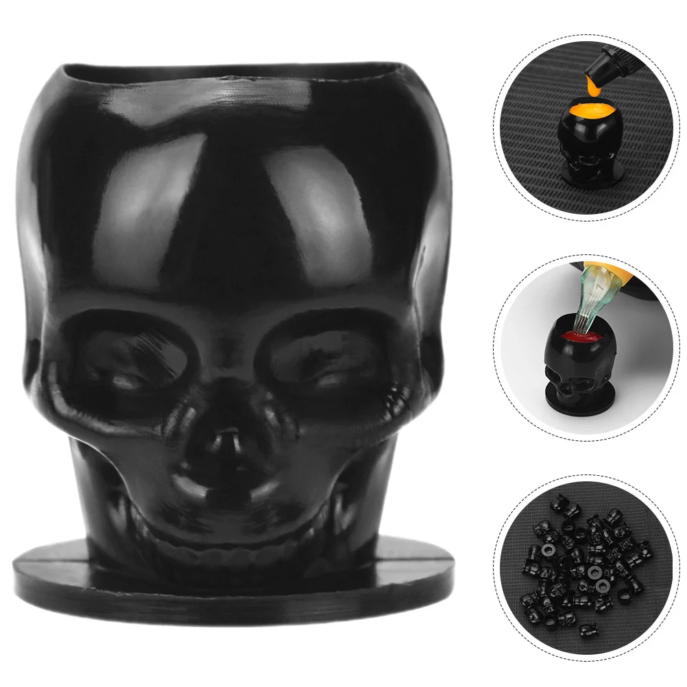 

200Pcs Skull Cups Professional Tattoo Pigment Containers Compact Small Ink Cups for Tattooing Color Mixing