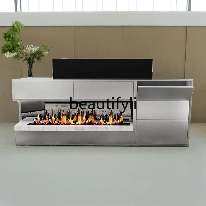 D2520 TV Storage Cabinet Integrated Hidden Concealment High-end Display Living Room Fireplace Living Room Partition Cabinet New