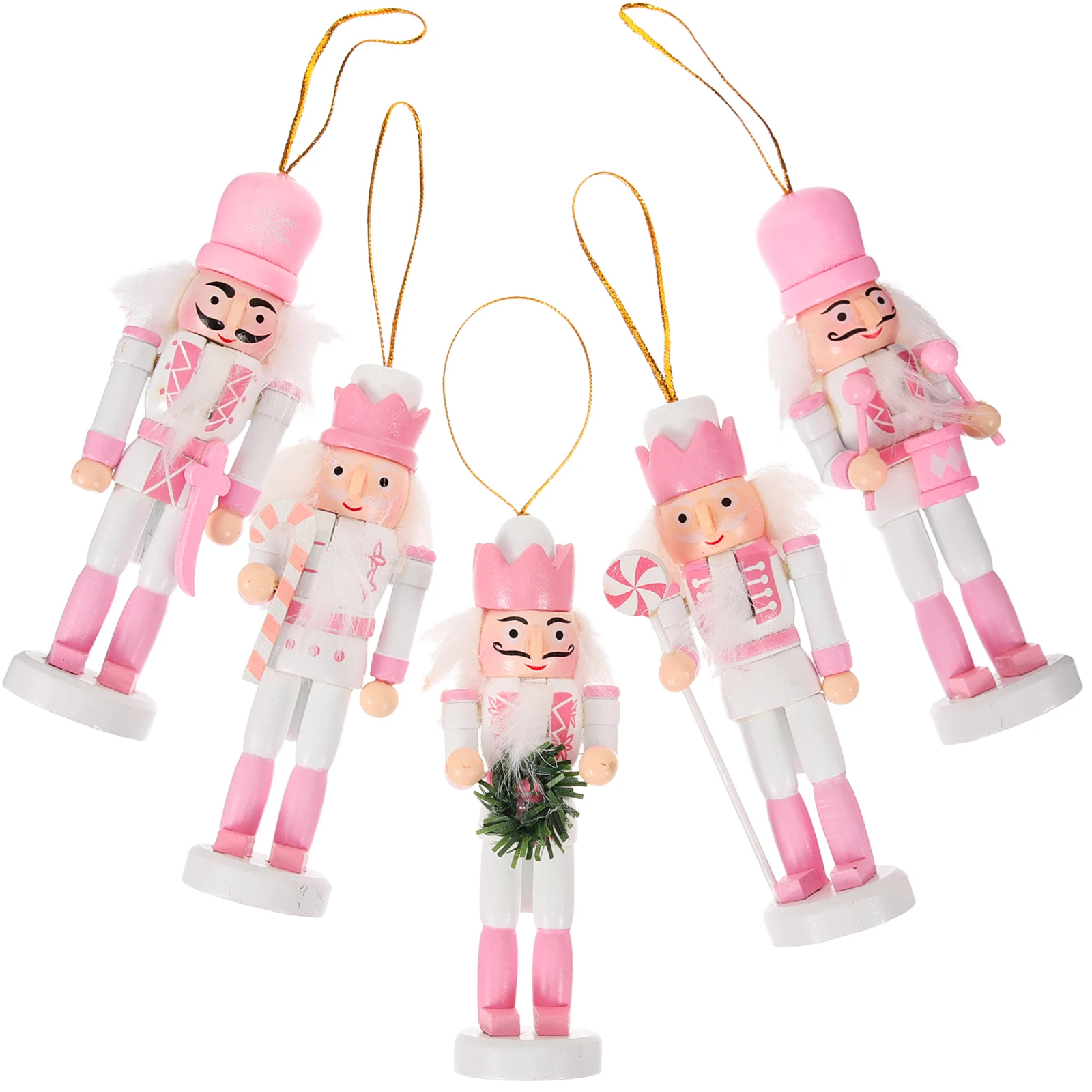 

5 Pcs Nutcracker Ornaments 13CM Macaron Pink White Gifts Home Decor Holiday Nutcrackers Party Supplies