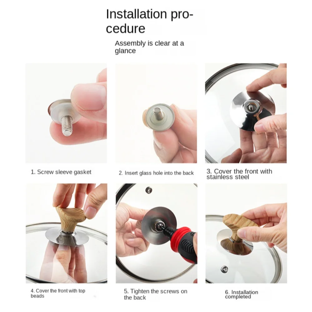 Universal Stainless Steel Kitchen Cookware Pot Lid Knob Useful Replacement Glass Lid Carrying Handle Cooking Pot Pan Handgrip