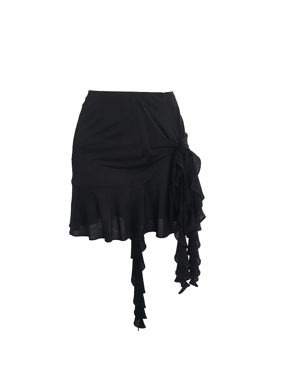 

Brand ort Skirt with Sa Bows Handpied by Sts High Waist A-Line Silhouette Pure Color Commute Sle