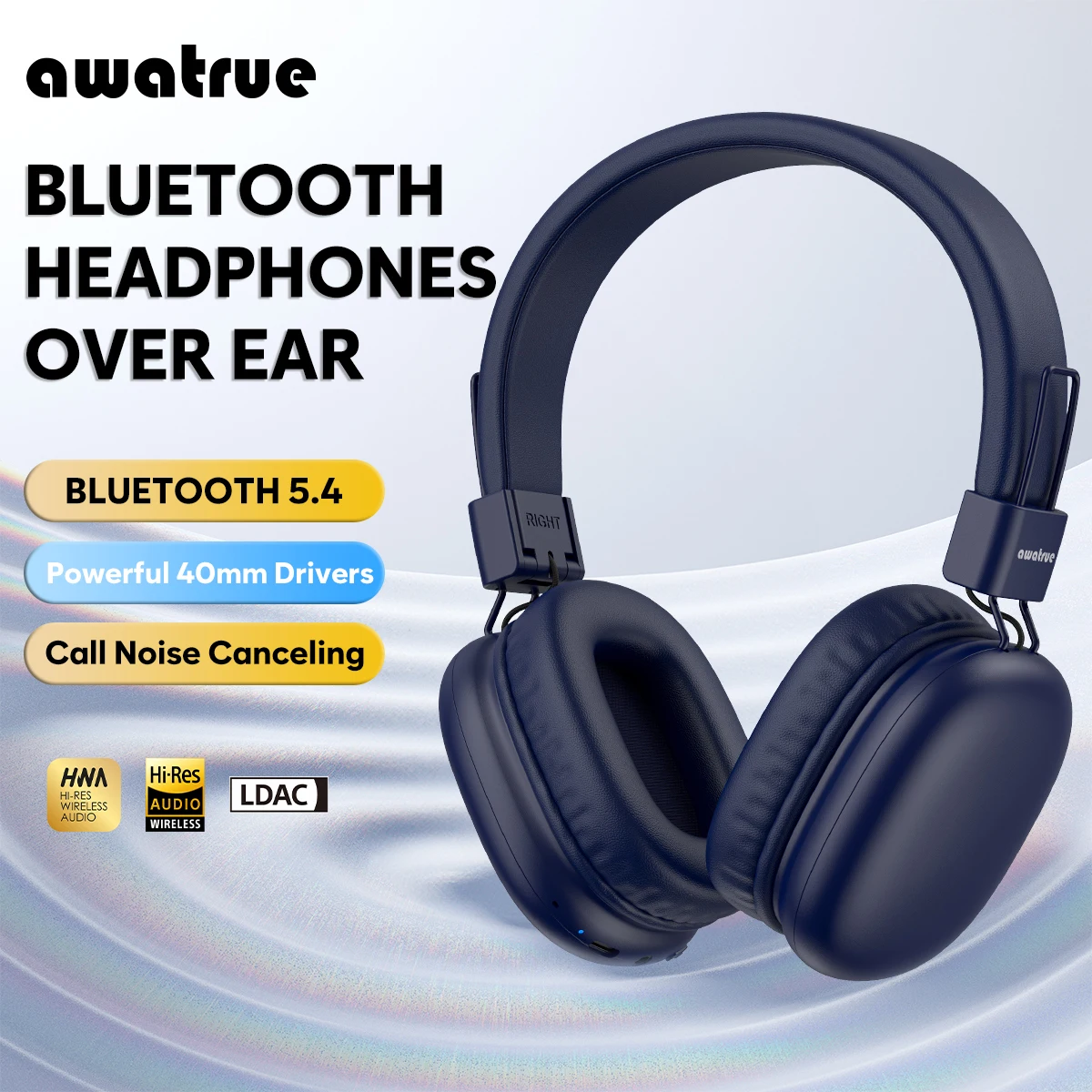 

Беспроводные наушники Awatrue Kids Bluetooth 5.4 с микрофоном, безопасной громкостью 85 дБА, зарядкой USB-C, складные, удобные