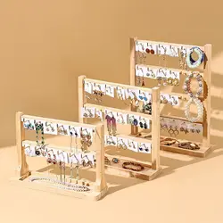 Necklaces Easel Jewelry Collection Rack Bracelet Display Board Display Stand with Hooks Showcase Display Holder Solid Wood
