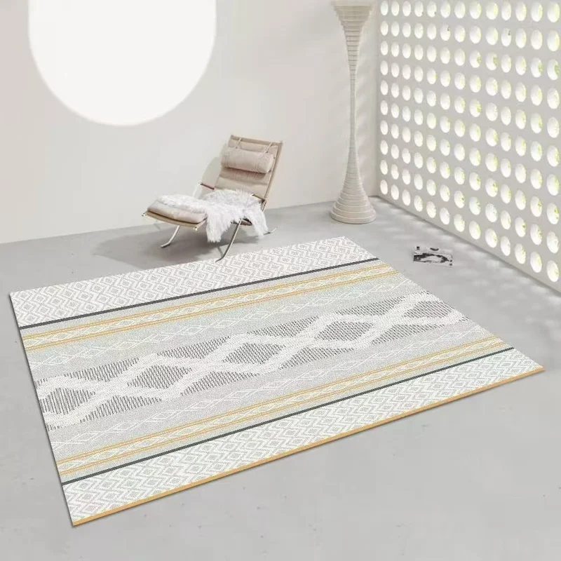 VIKAMA Bohemian Abstract Geometric Carpet, Minimalist Light colored Anti slip Large Carpet, Living Room, Bedroom Home Decoration