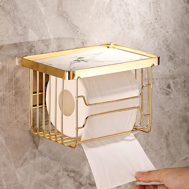 

Punch-free Stainless Steel Paper Towel Holder Wall Multifunction Shelves Toilet Tissue Storage Bathroom Accessories