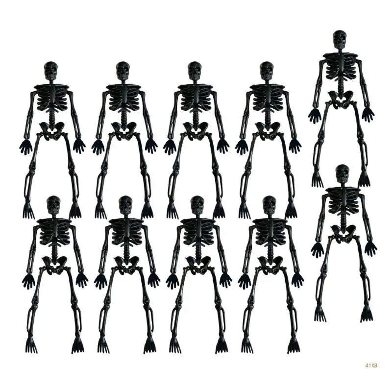 41XB Halloween Skeletons Ornament With Movable Limbs Eerie Posable Skull Figures for Haunting House and Seasonal Decors