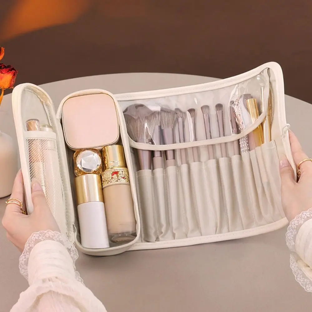 

Высококачественная складная косметичка из ПУ, водонепроницаемая, портативная, для кистей для макияжа, профессиональная.