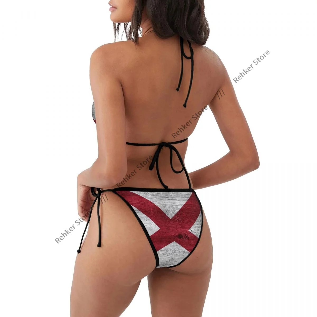 Bikini Set Badmode Vrouwen Badpak Sexy Push Up Zwemmen Badpak Vlag Van Alabama Staat Op Hout Beachwear Zomer Braziliaans