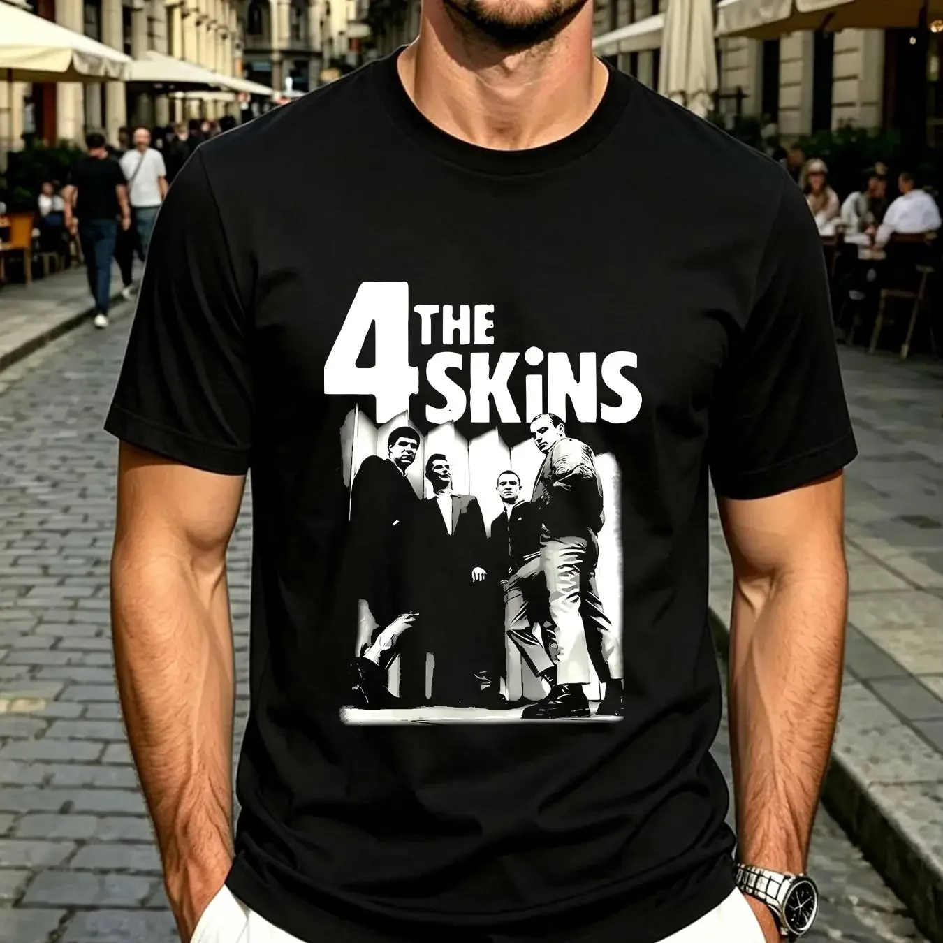 washed T Shirt Limited New The 4 Skins English Members Music Group Retro S 3XL vintage Washed graphic Breathable homme