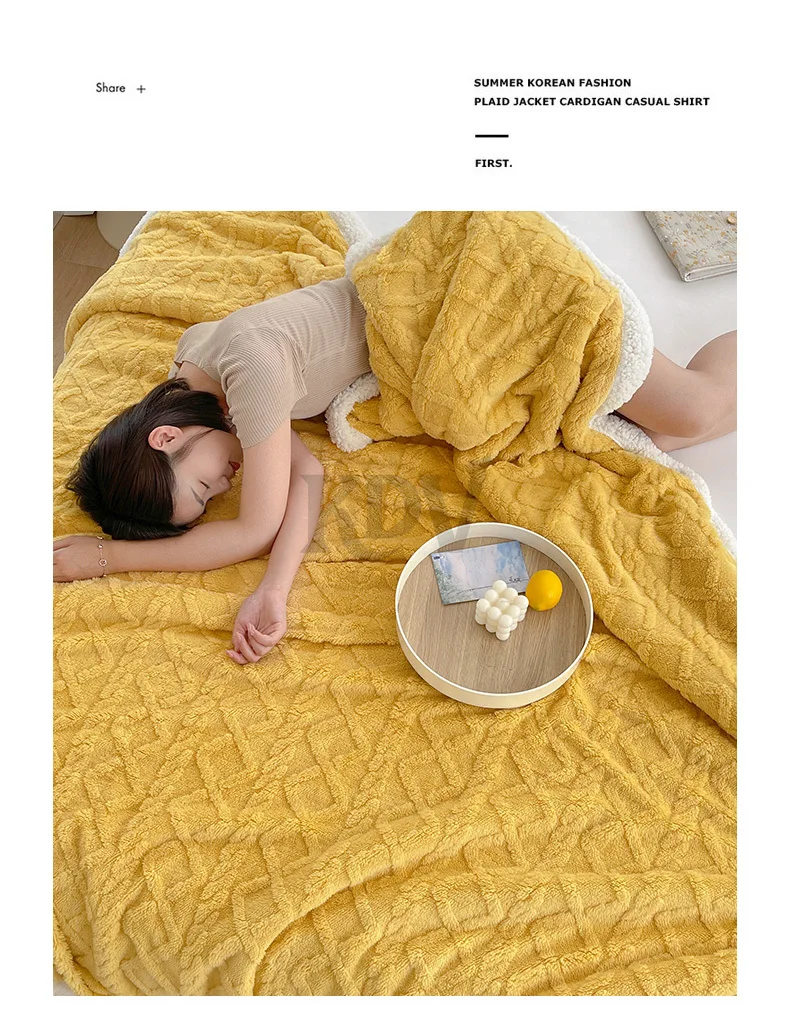 Double Layer Fleece Blanket Autumn Winter Thick Warm Office Nap Throw Blankets for Sofa Bed Single Double Soft Plush Comforter