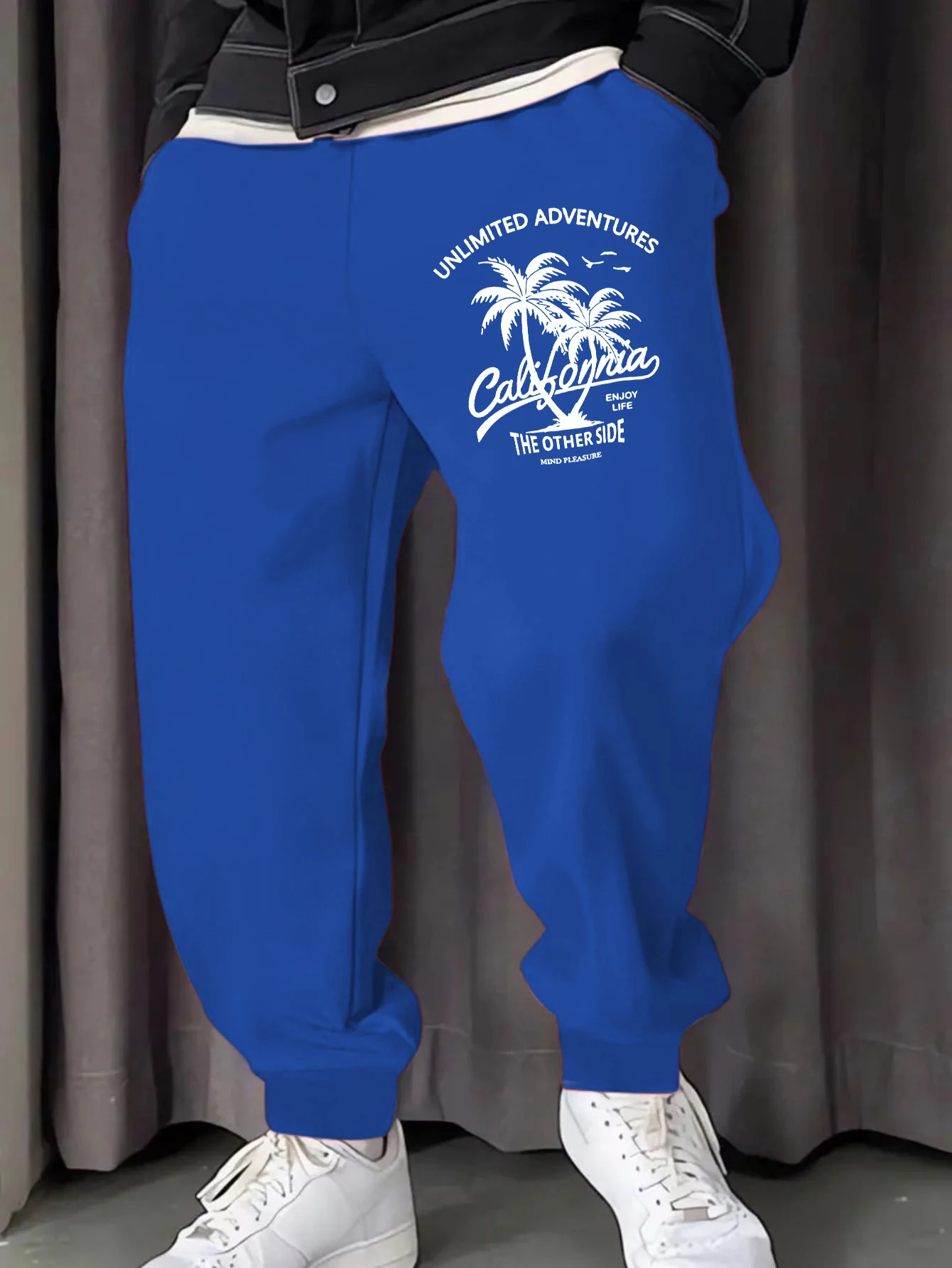 

California Unlimited Adventures Printed Men Jogging Pants Comfortable Drawstring Long Pant Fleece Sweatpants Casual Trousers