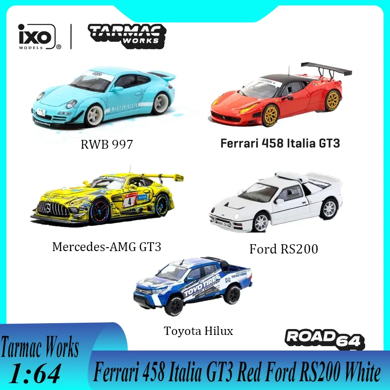 

Tarmac Works TW 1:64 Mercedes-AMG GT3 Ferrari 458 Italia GT3 Red RWB 997 Lomianki Alloy Model Car Collection Toy Birthday Gift