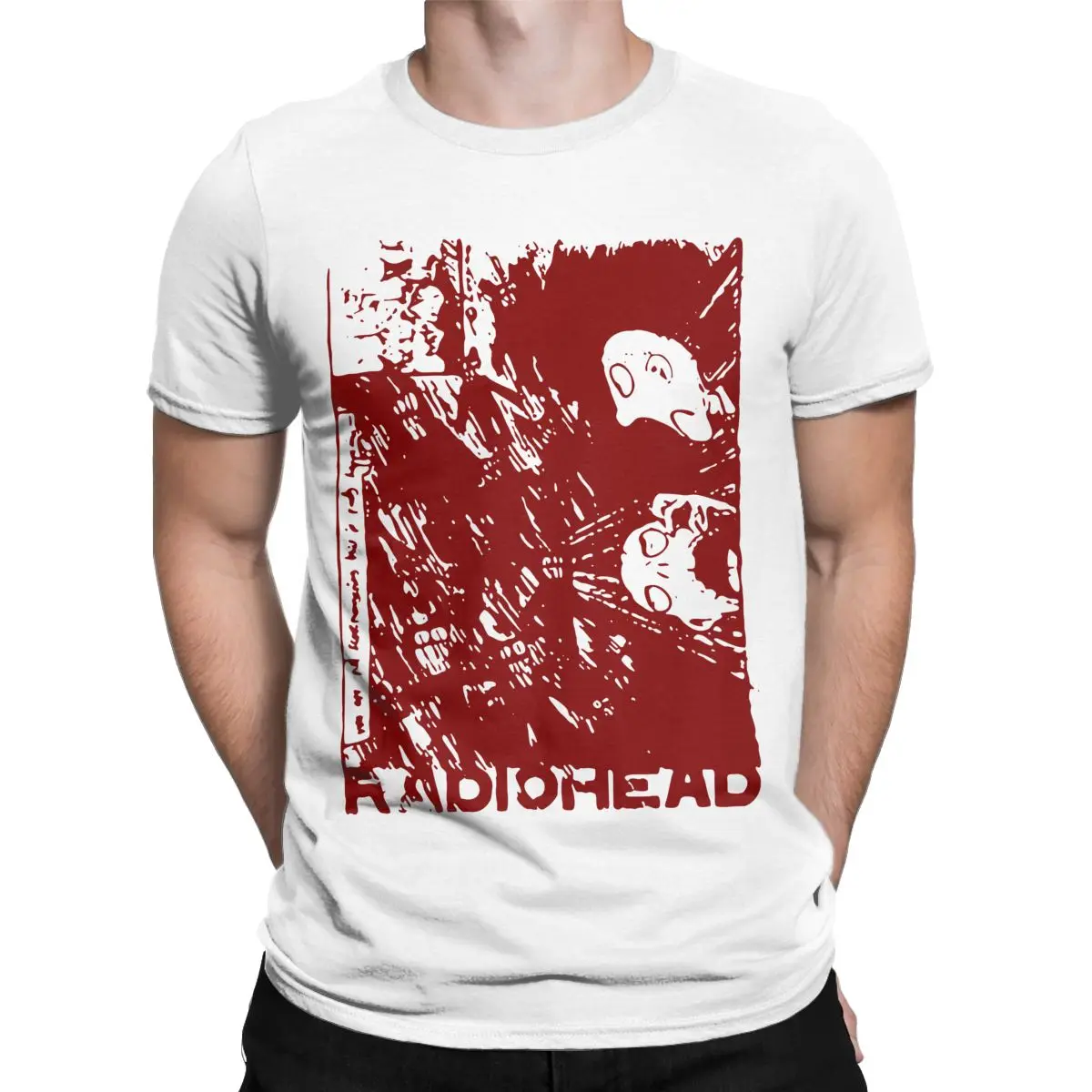 Radiohead T-Shirts for Men Funny Pure Cotton Tees Round Neck Short Sleeve T Shirts Birthday Present Tops