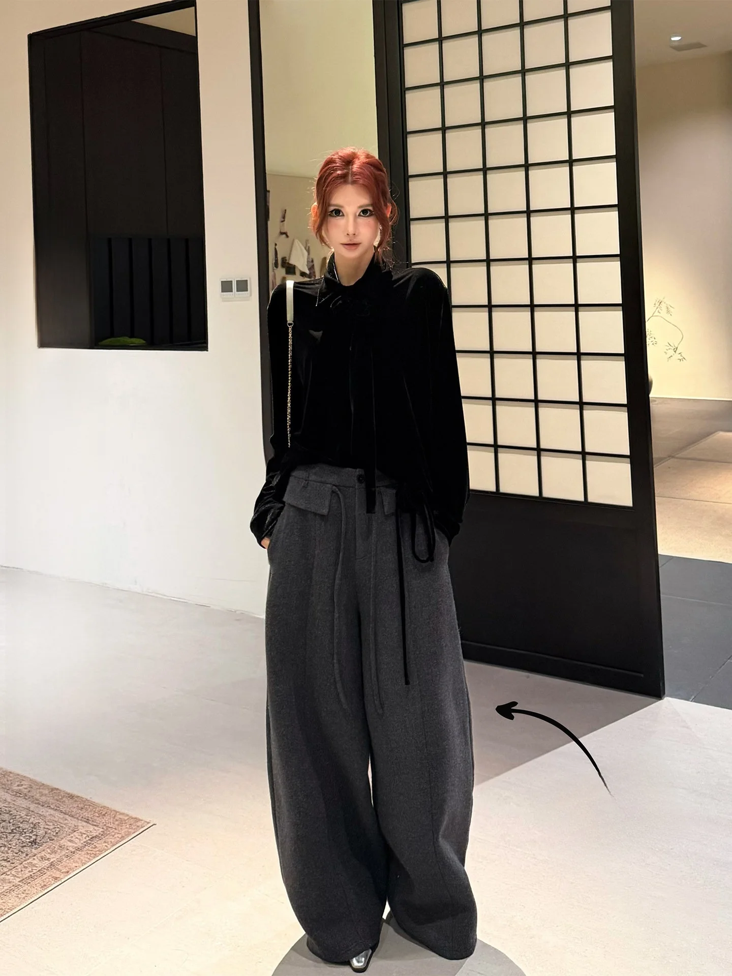 

Loose Wool Milk Silk Casual Pants Women's Busin Commute Straight Leg Pants Comfortable Breathable Skin-friendly Polyester ...
