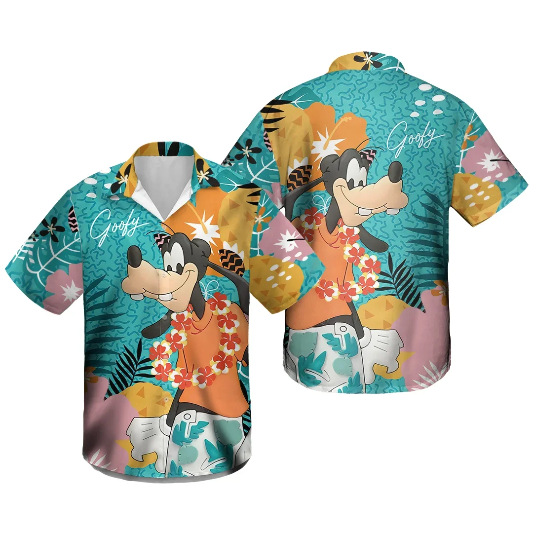 Disney Goofy Hawaiian Shirt Men Summer New Disney Hawaiian Shirt Fashion Casual Tops Vintage Shirts