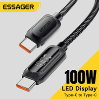 Essager USB Type C To USB C Cable 100W 5A PD Fast Charging  Wire Cord For Macbook Xiaomi Samsung Type-C Digital Display Cable 3Ｍ