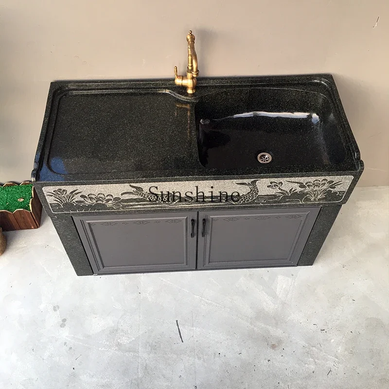 

Outdoor integrated sink with washboard balcony marble laundry pool FT