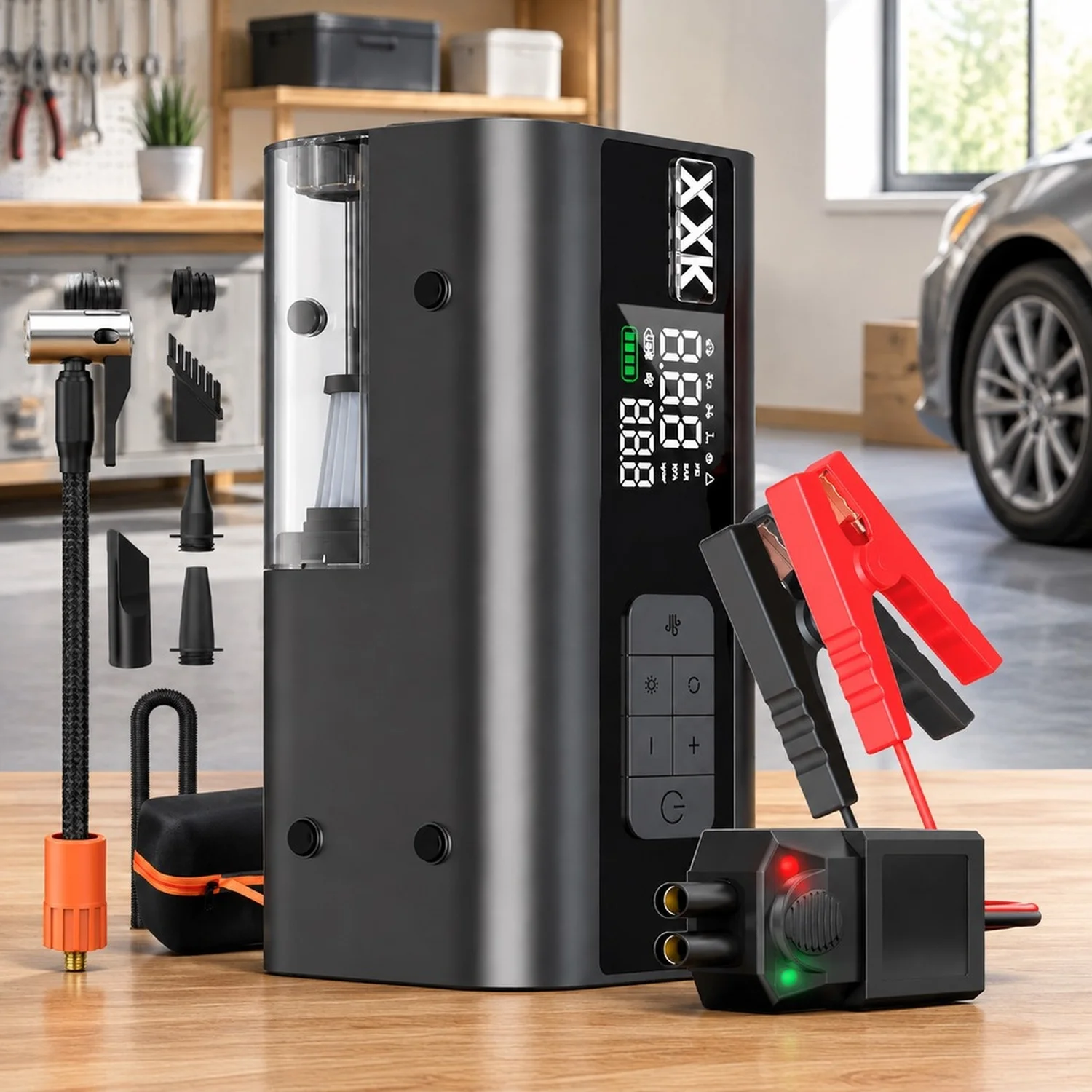 9000A Car Jump Starter with Air Compressor, Vacuum & Battery Pack