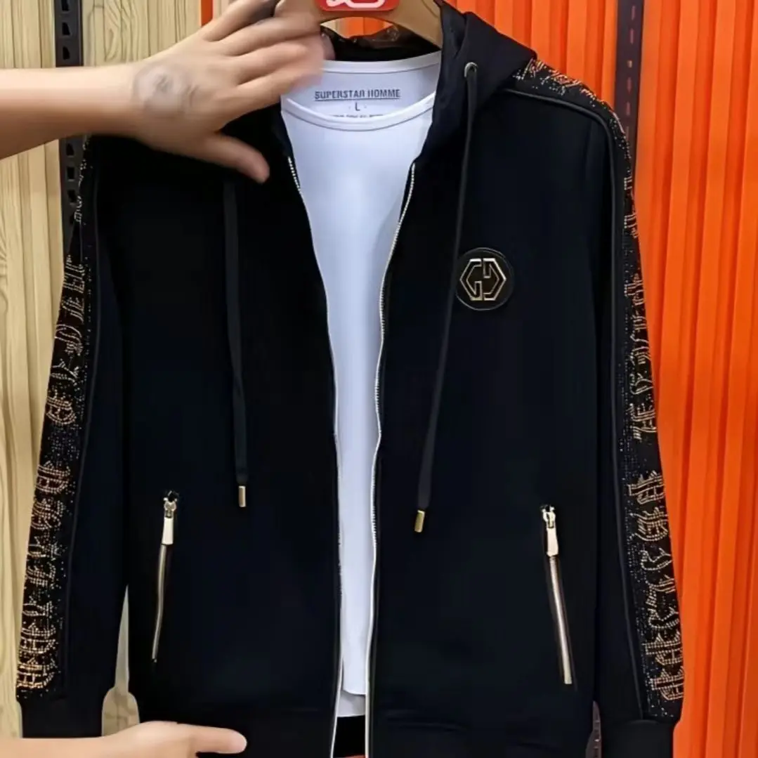 2025 الربيع والخريف الاتجاه الجديد مقنعين الرياضة قطعتين دعوى وسيم الرجال عادية الخفيفة الفاخرة البدلة #5