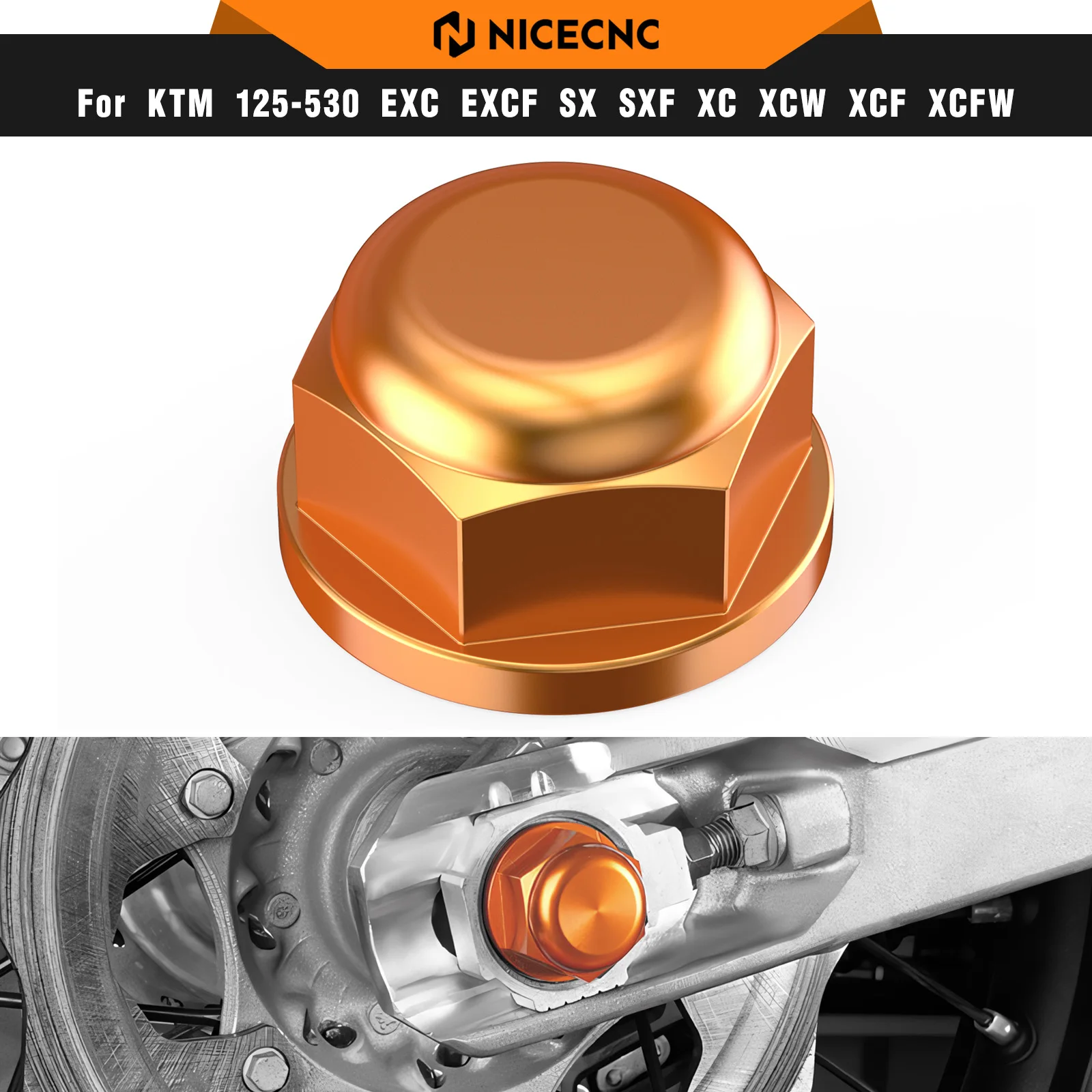 

For KTM EXC 300 M20XP1.5 Rear Wheel Lock Spindle Pin Nut EXC 380 EXC-F 350 XCW 500 2016-2022 SX 125 250 SXF 450 XC XCF 2003-2012