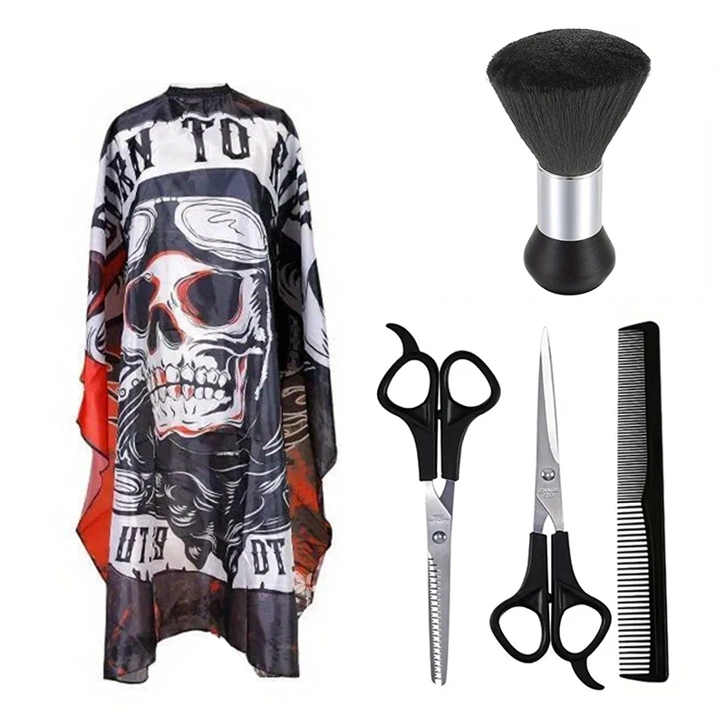 Professional barber hair shawl, adjustable salon hair apron, comb brush kit for hair dyeing and shaving scissors