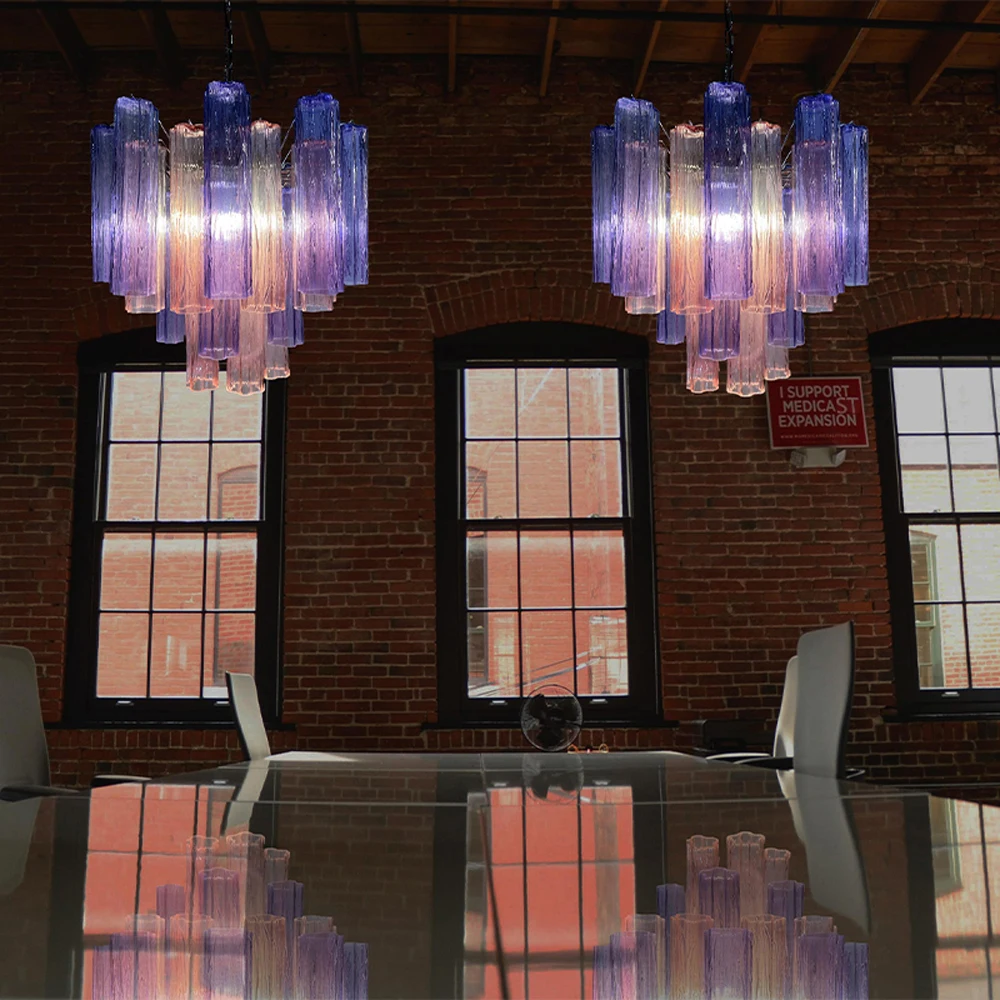 الخزامى الملاك 2025 العصرية الزجاج الفن LED أضواء الثريا مصابيح معلقة بريق تعليق الإنارة امبين لغرفة نوم بهو