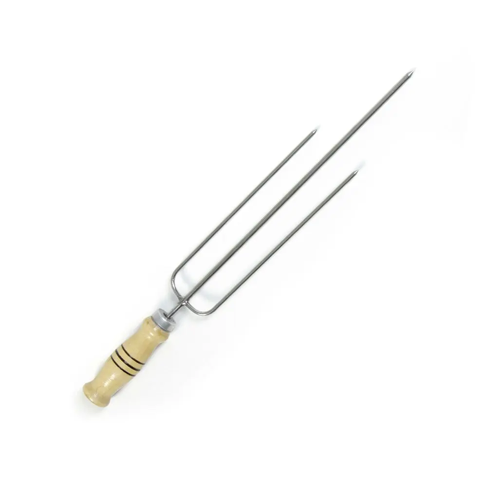 50 cm Stainless Round Trident with Wood Handle