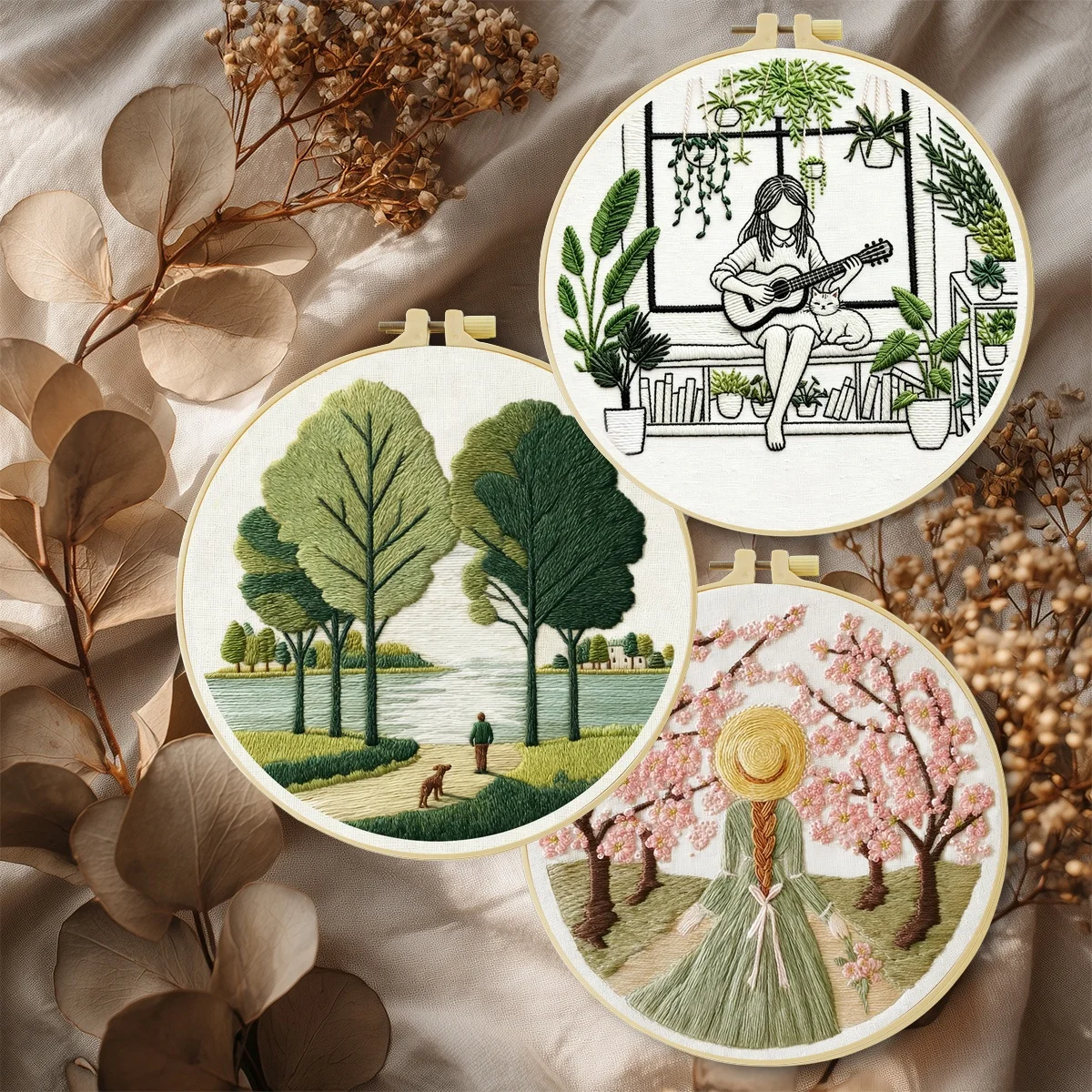 3-teiliges DIY-Stickmaterial-Set für Anfänger, inklusive Nadeln, Fäden, Stick-Starter-Kit, Kreuzstich-Kunst als Geschenk. – Detail 2