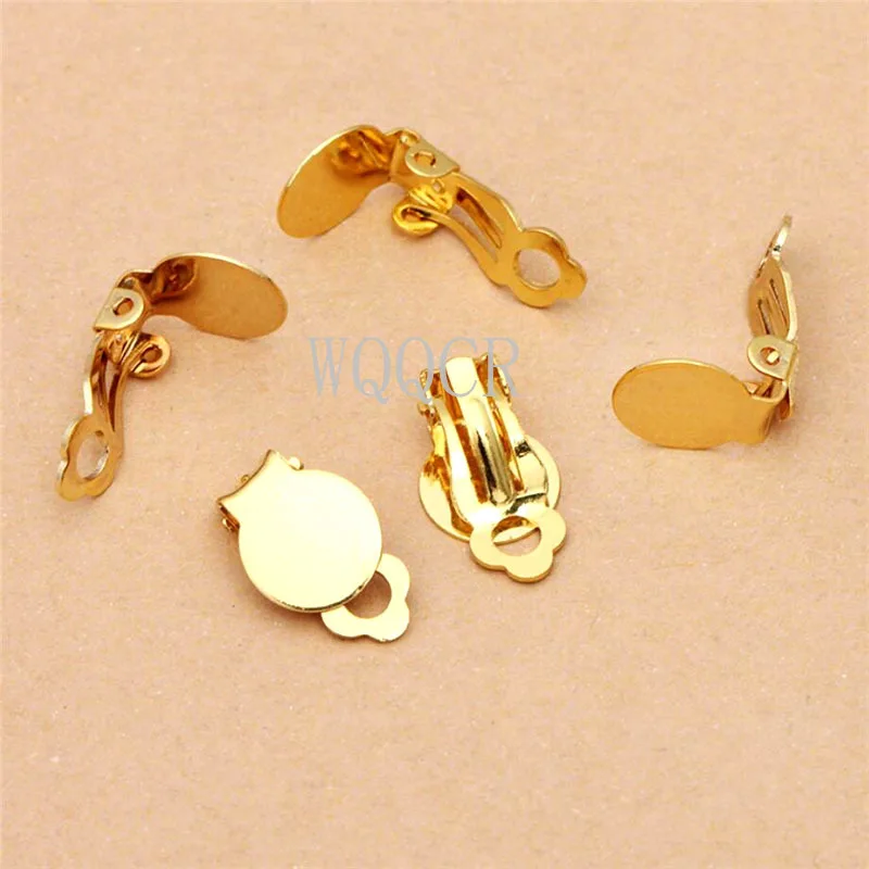 20-100pcs/lot 10/12mm Old Plated Metal Earring Clips No Pierced Earrings Blank/Setting Base for Diy Earring Making Accessories