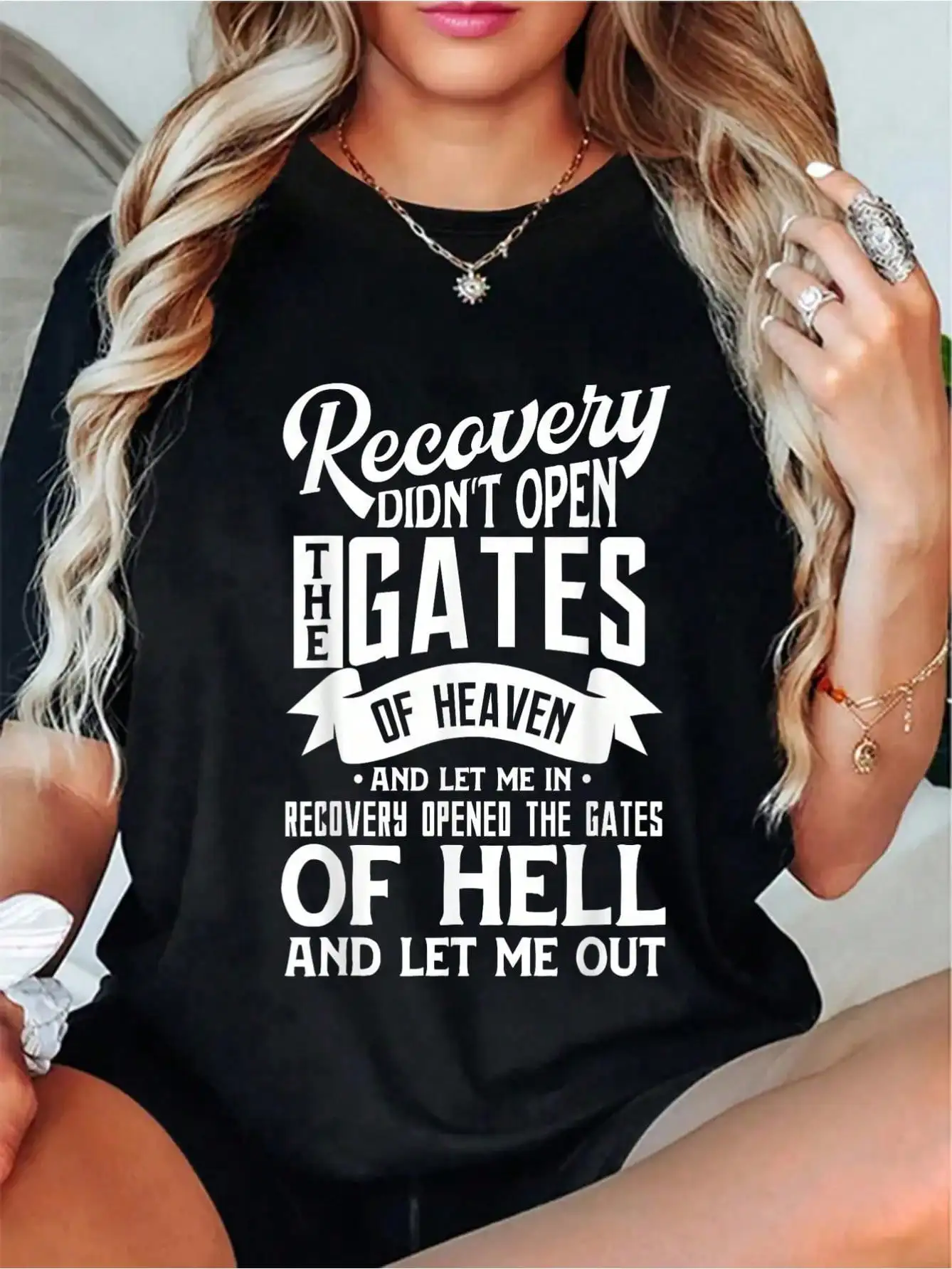 

Футболка для восстановления трезвости — подарок с цитатой из 12 шагов АА (инсパイрингл, хлопковая, с круглым вырезом)