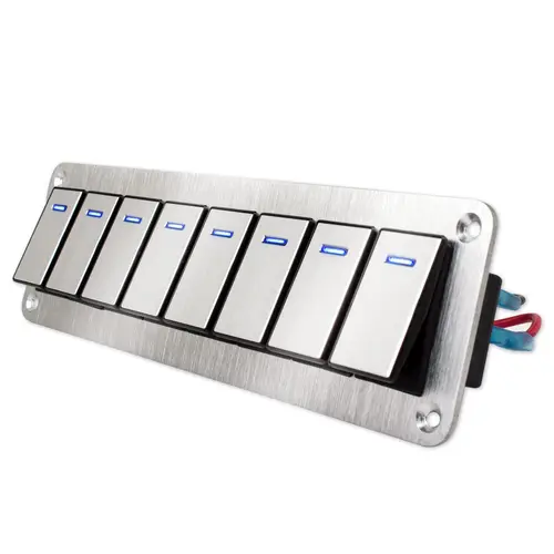 Panel de interruptor basculante de Metal 2-8 LED para barco marino, camión, caravana, enchufe de coche, disyuntor, Panel de interruptor de palanca, barco