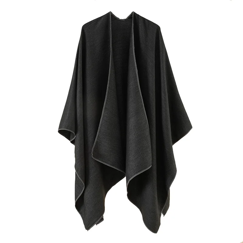 

New Solid Fashionable Gentle Casual Thin Hollow Out Tassels Poncho for Women White Cloak 2025 Spring Summer Knitted Shawl Wh6