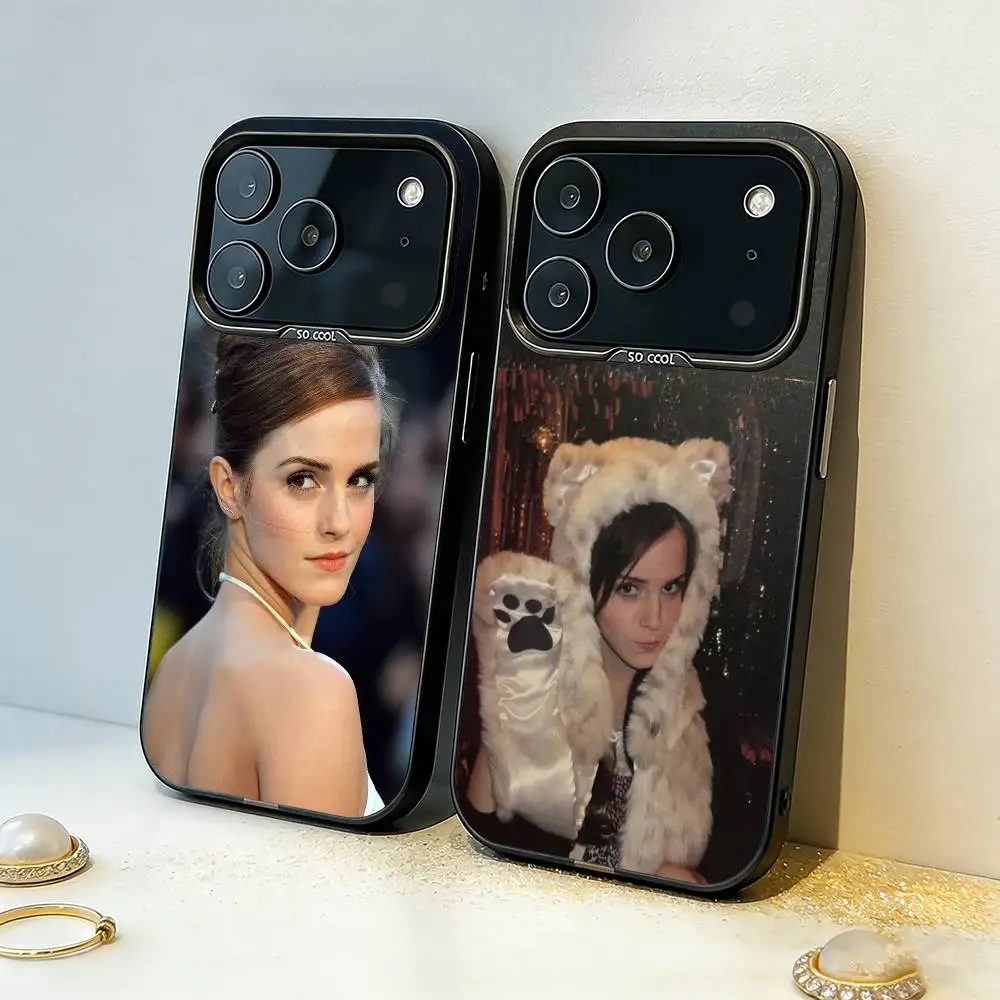 

E-Emma W-Watson Phone Case For iPhone17,16,15,14,13,12,11,Pro,MAX Gray Matte Silicone Black Cover